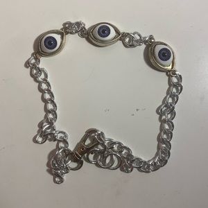 silver evil eye nazar chain choker necklace